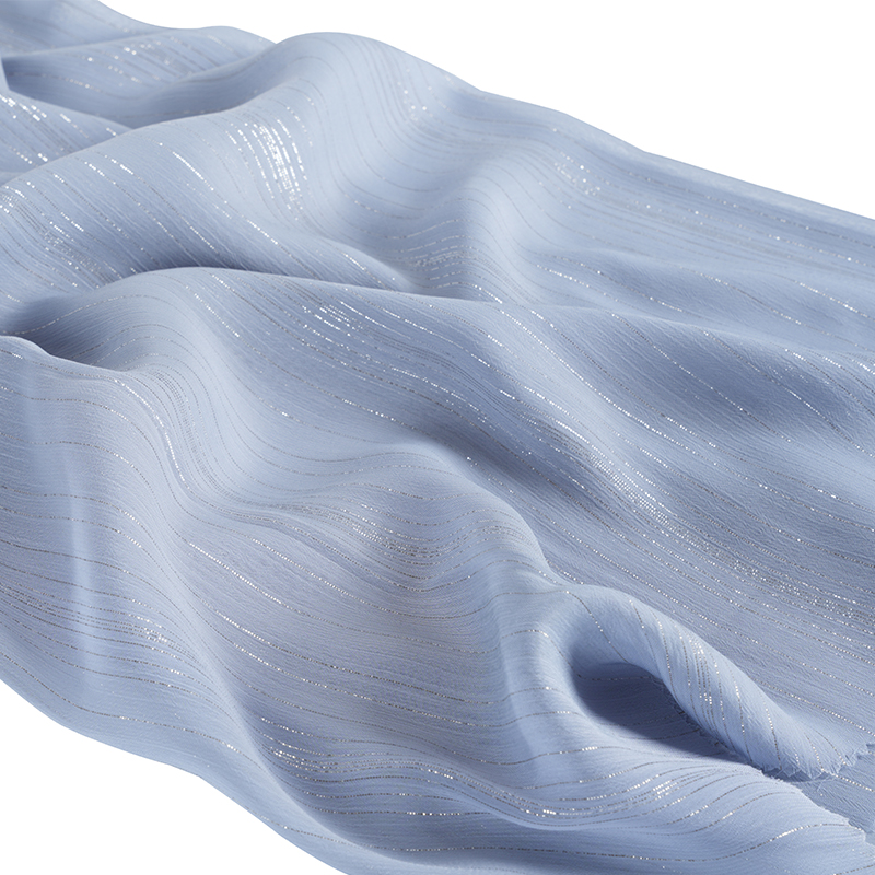 75D nepravilni srebrni svileni krep od šifona