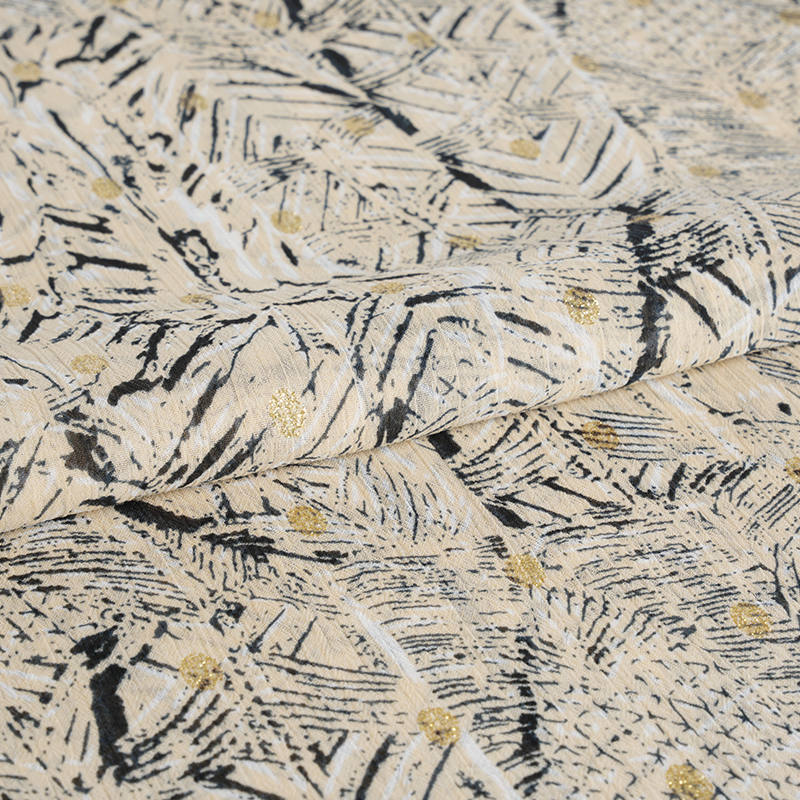 75D šifon krep nepravilna tkanina s neurednim zlatnim printom