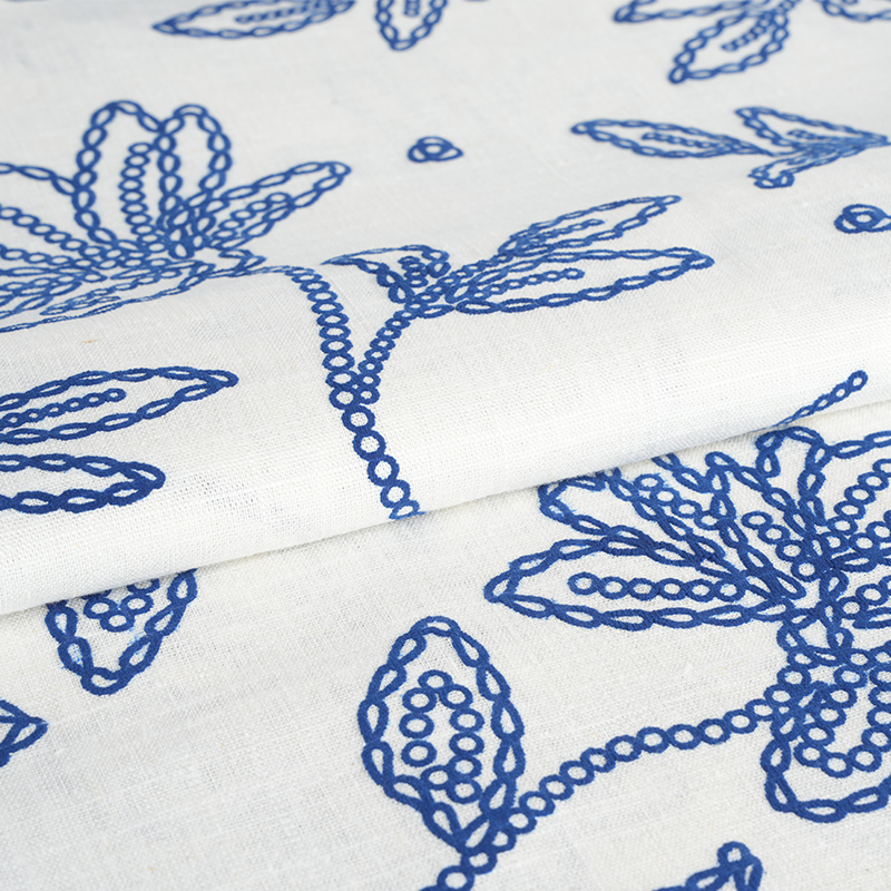 12S tkanina od viskoznog lana i cvjetnog pjenastog printa